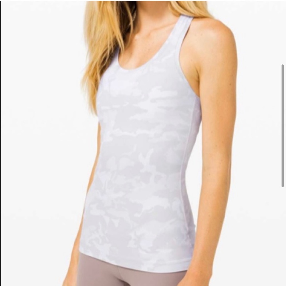 Lululemon Cool Racerback Tank Nulu- White Camo- Size 6